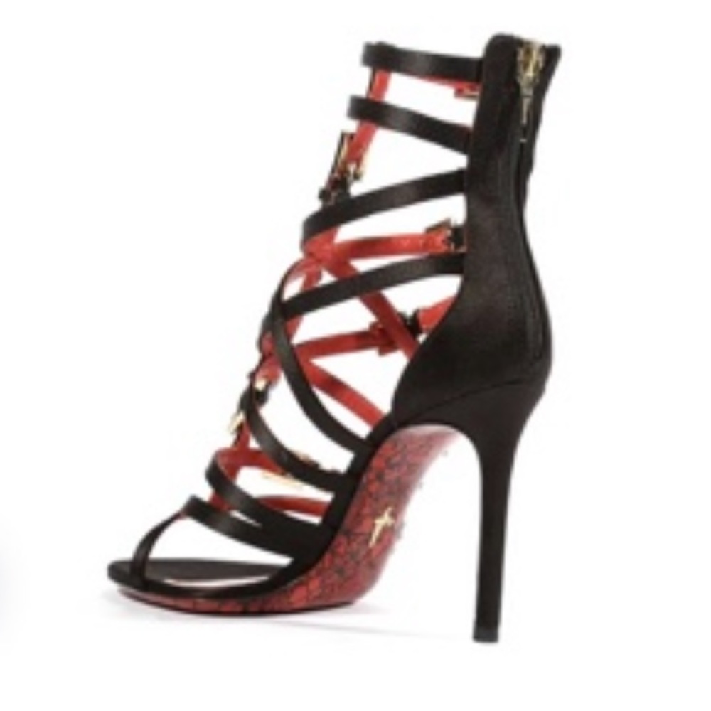 CESARE PACIOTTI WOMEN'S RASO+KID BLACK SANDALS - Picture 2 of 12
